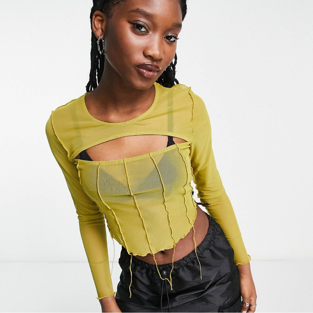 sheer olive green mesh top ⚡️